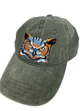 Eco Great Horned Owl Baseball Cap Green Animal
